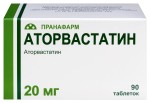 Аторвастатин, таблетки покрытые пленочной оболочкой 20 мг 90 шт